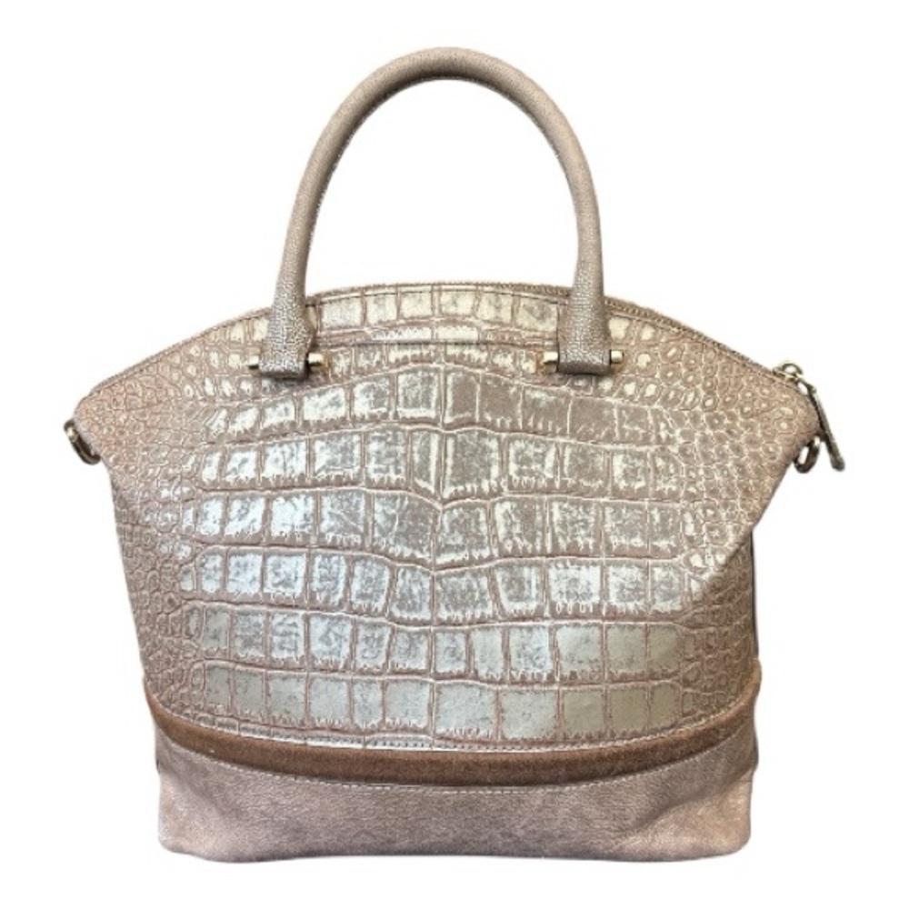 BRAHMIN large Duxbury satchel, Gold Artois, Croc embossed, shoulder strap - Picture 4 of 13